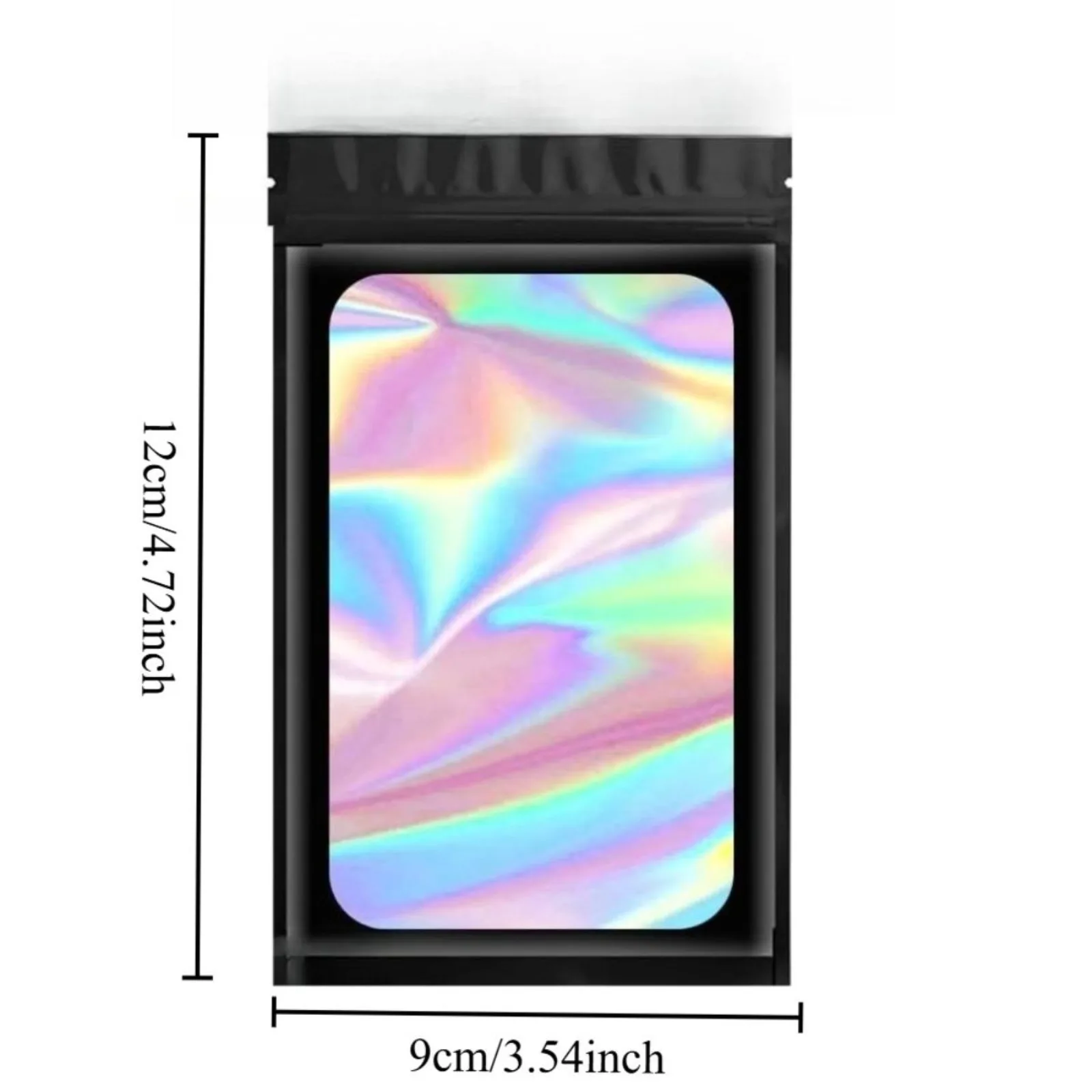 Black Mylar Holographic Bags Packaging Bags,Clear Resealable Bag Foil Pouch Bag for Food Storage and Lipgloss,Jewelry