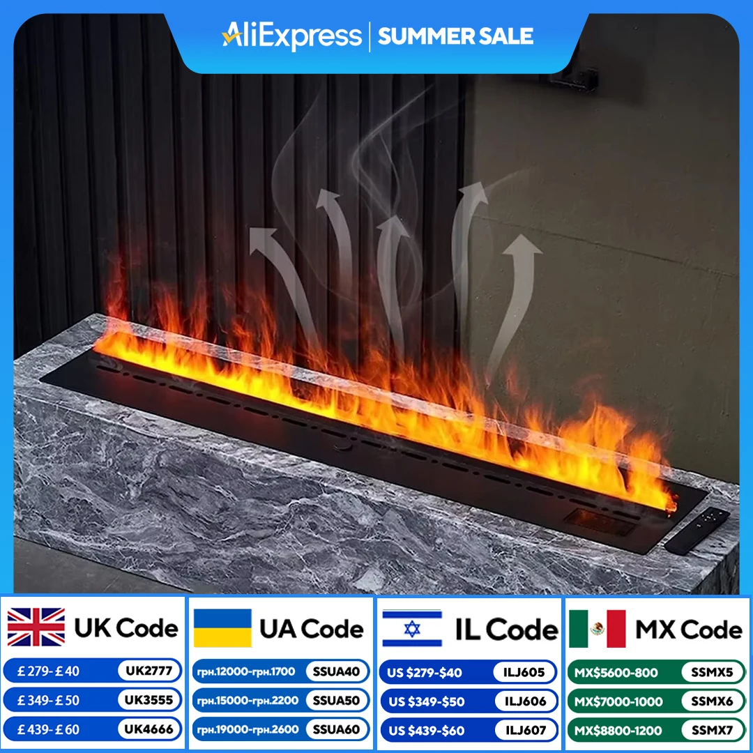 

Indoor modern built-in fireplace, LED lights, silent water mist electric steam fireplace humidifier, high-power 3D atomizing fir