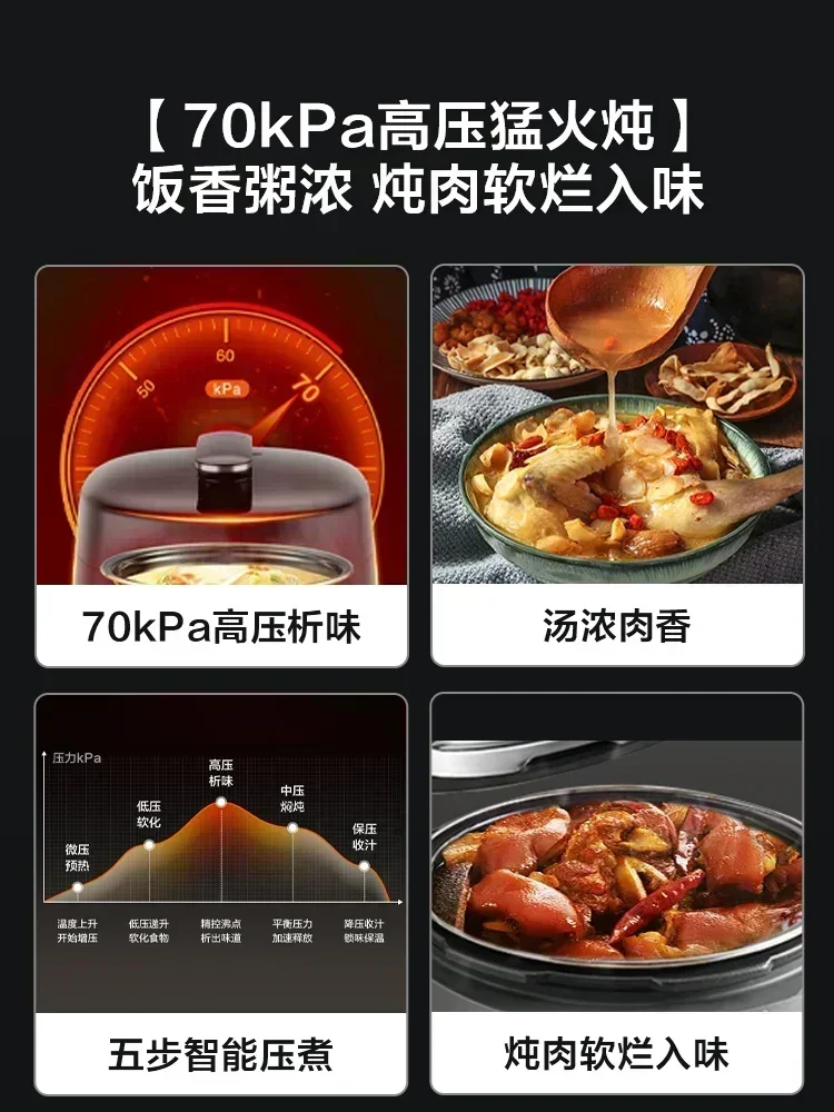 Electric pressure cooker multifunctional household fast cooking high pressure smart rice cooker manual pressure relief