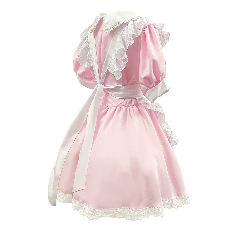 open lace back dress Puppy Maid Cosplay Dress Pink Blue Cotton Candy Kawaii Babe Pink/Blue / 4XL