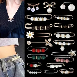 Kpop Fashionable Women's Mixed Gold Color Brooch Set for Winter Coat , Anti Exposure Safety Pin Set, Pants Waist Safety Pins Set