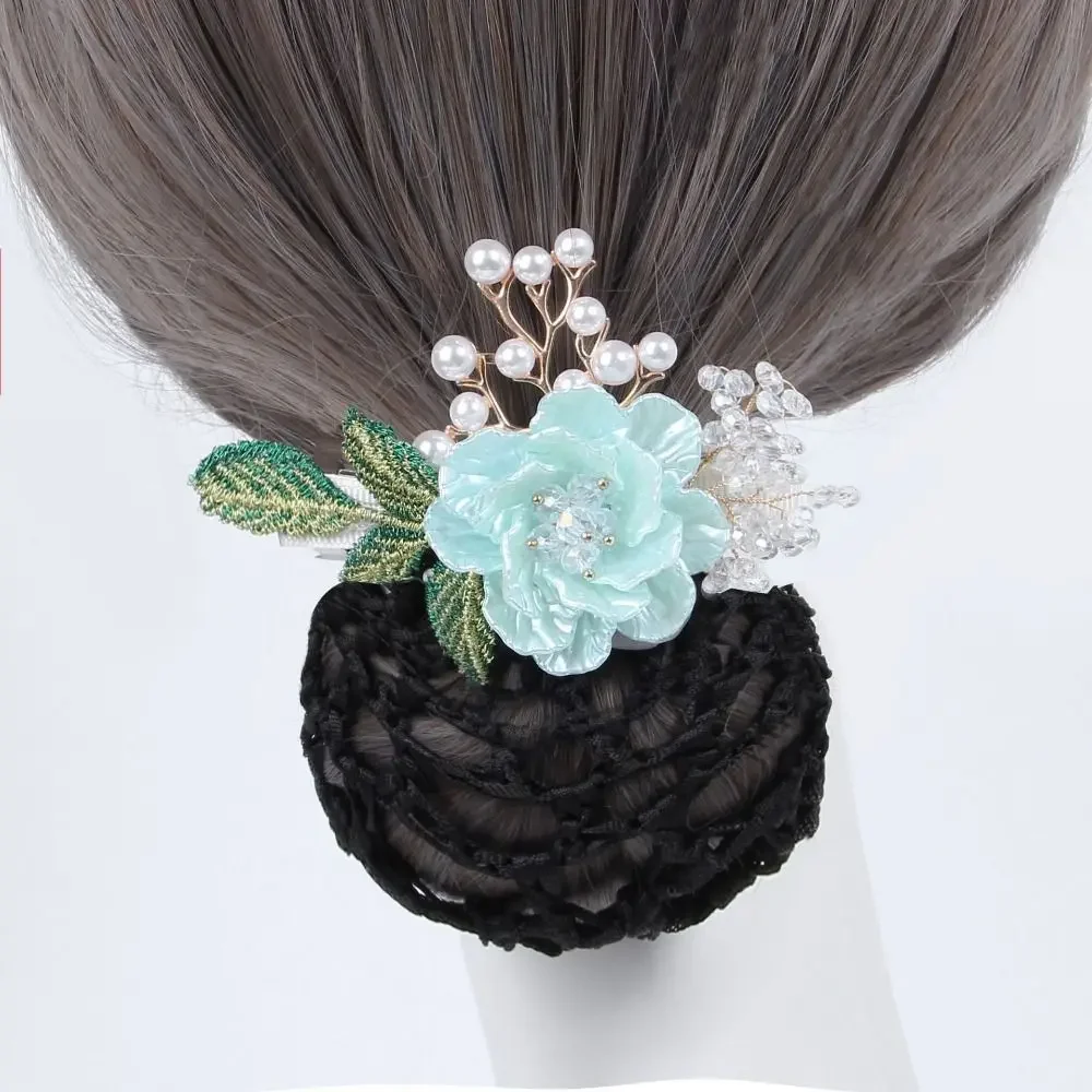 

Korean Style Flower Snood Spring Clip Bun Snood Ponytail Clip Pearls Crochet Bun Net Hair Clip Hairgrips Cover Net Lace Hair Net