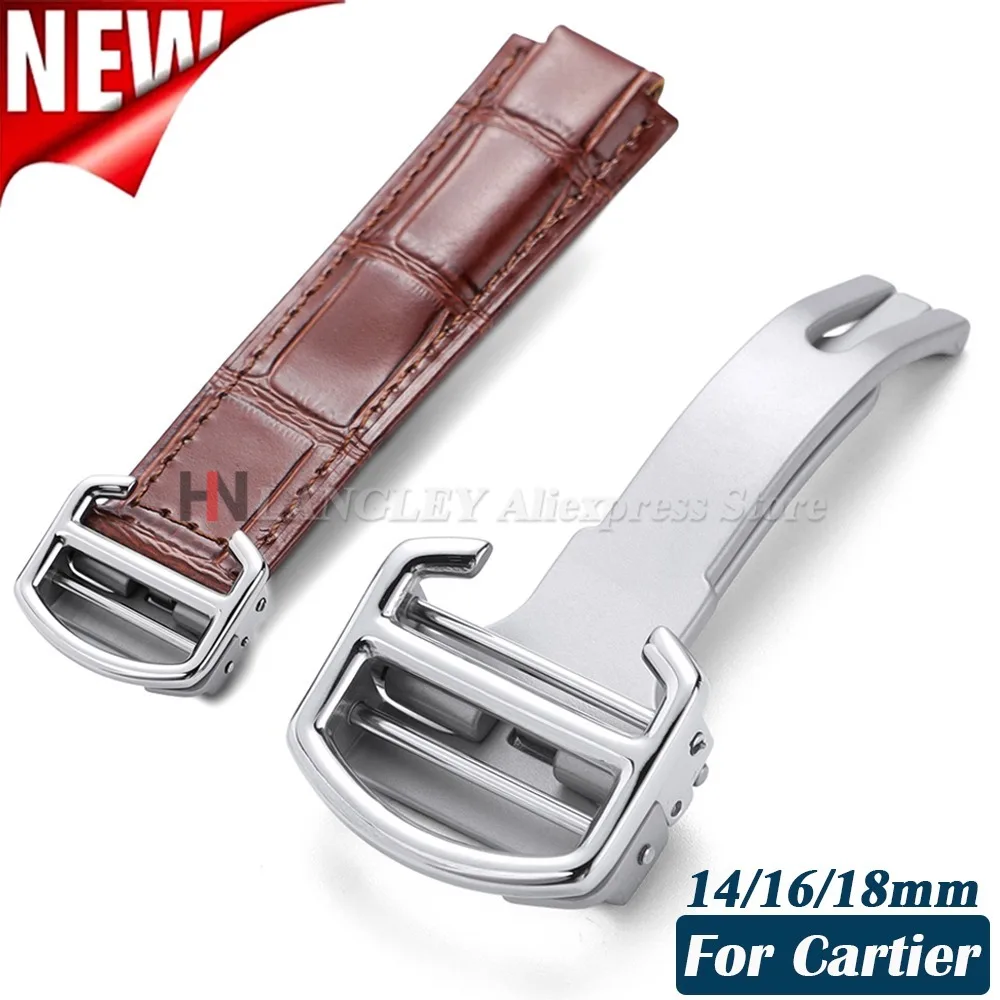 Uhr Klapp Uhr Schnalle 14mm 16mm 18mm Für Cartier Blau Ballons für Leder Armband Edelstahl uhr Verschluss Zubehör