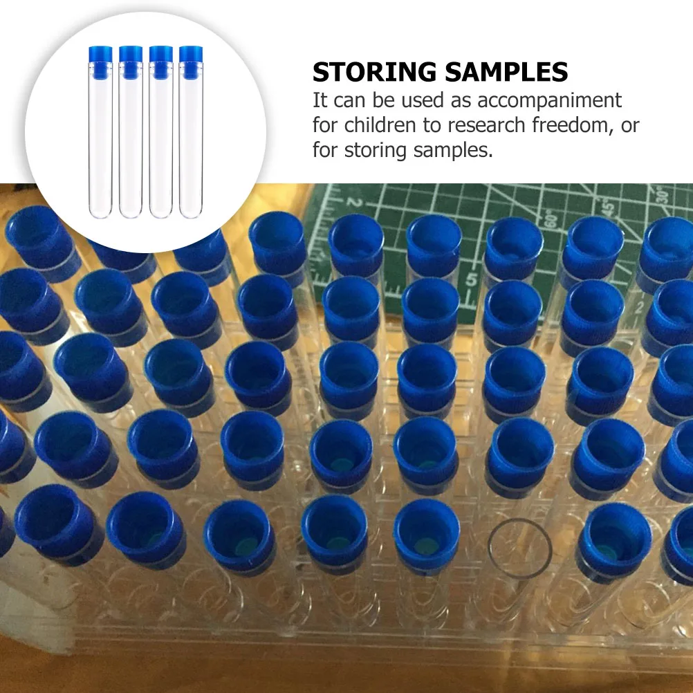 

50 Pcs Test Tube Laboratory Equipment Tubes Vacuum Container with Caps Transparent