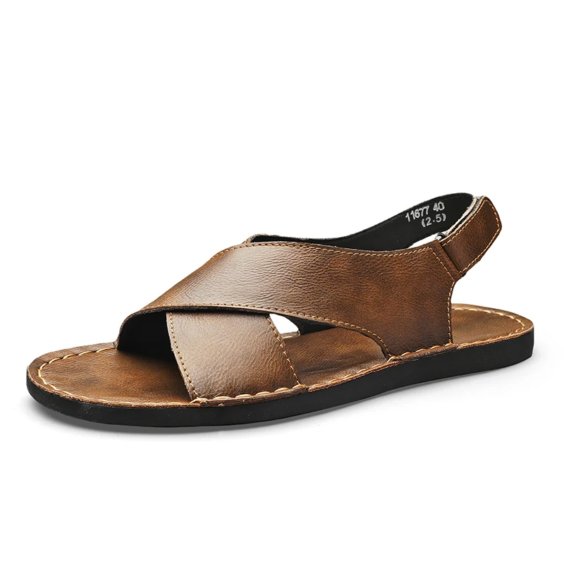 

Men's Artificial Leather Flat Sandals Summer Casual Vietnamese Style Open-Toe Breathable Anti-Skid Sandals in Big Sizes 47 48 49