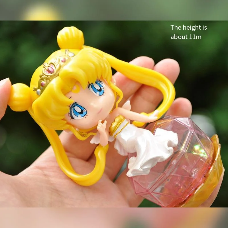 11CM Sailor Moon Anime Figures Kawaii Tsukino Usagi Chibiusa With Light Pvc Cute Toy Model Cartoon Dolls Ornament Gifts for Kids