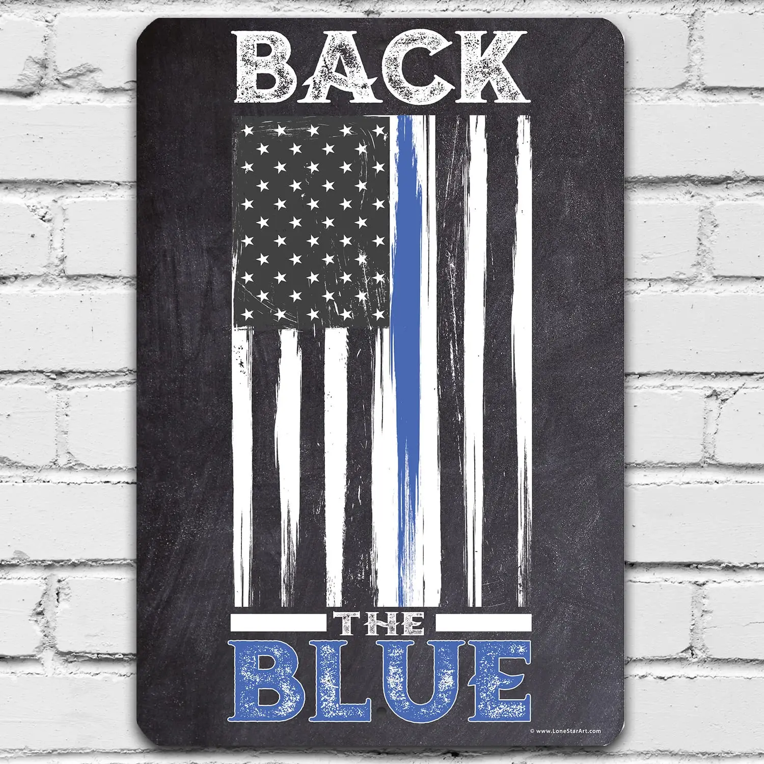 Metal Sign - Back The Blue - Thin Blue Line - Blue Lives Matter - Use Indoor/Outdoor - Makes a Great Gift for Law Enforceme sign