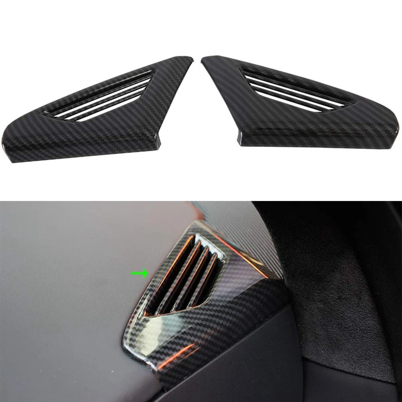 Front Air Vent Cover 2 Pieces For Tesla Model X 2018-2019 ABS Plastic Car Accessories (Front Air Vent Cover, Imitation Carbon Fi