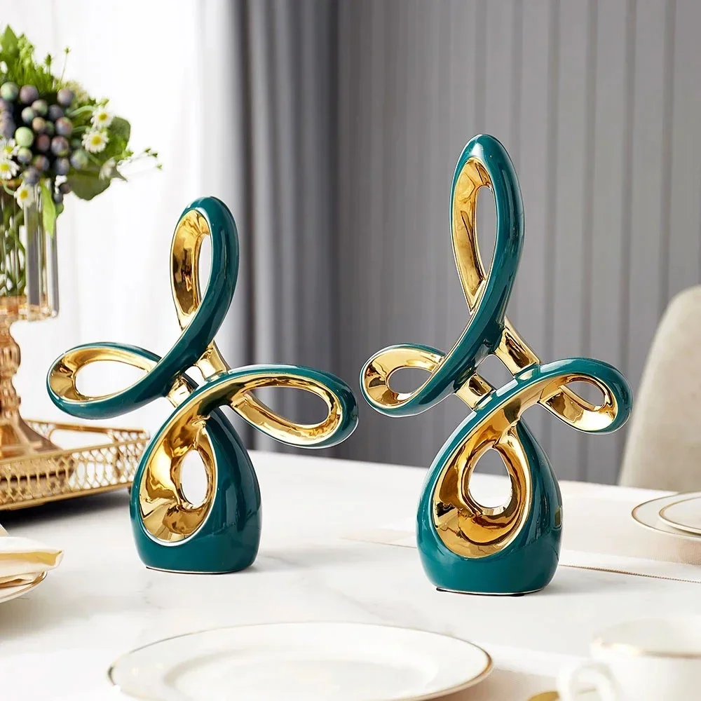 2022 New Design Decoration Ornaments Luxury green Gold Ceramic Home Decor