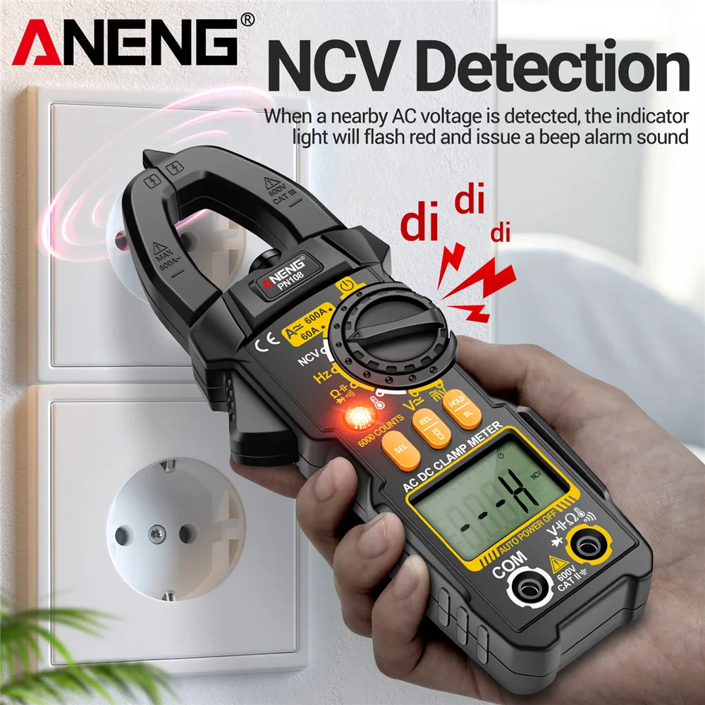 Clamp Meter Multimeter Professional Tester ANENG PN108 AC/DC Voltage 600A Current Non-contact Multimetro Temperature Detector