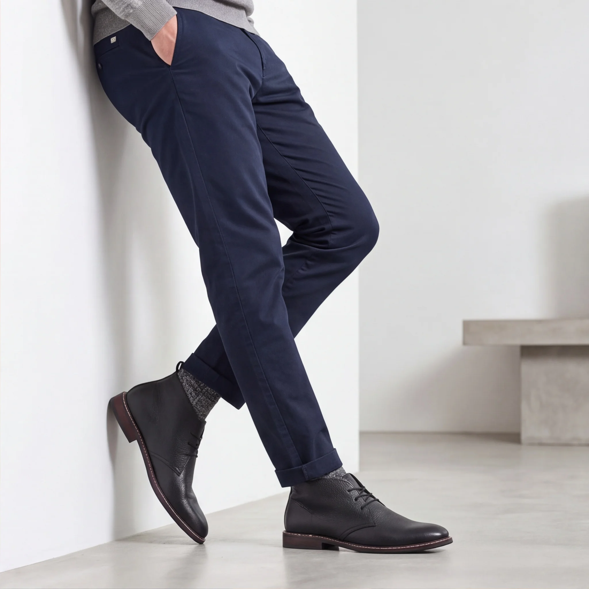 100% Leder Herren Chukka Boots Modische Bequeme Marken-Knöchelstiefel Echtleder Desert Boots # KD585 – Detail 10