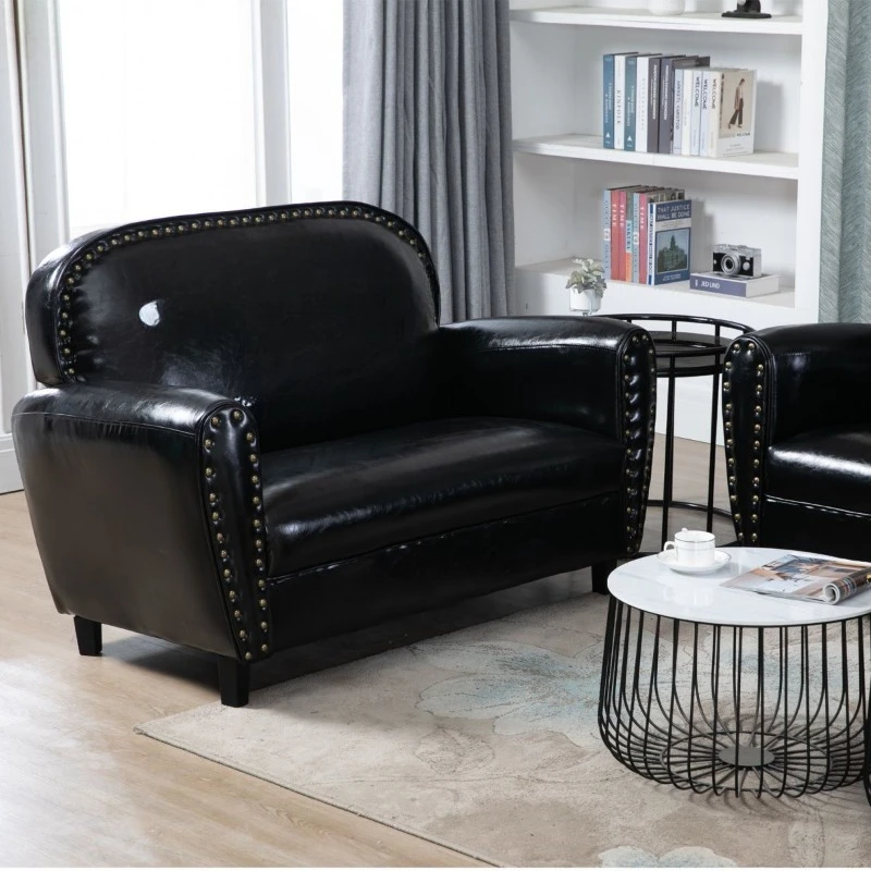 American retro double bar cafe booth leather sofa, clothing store bedroom industrial style
