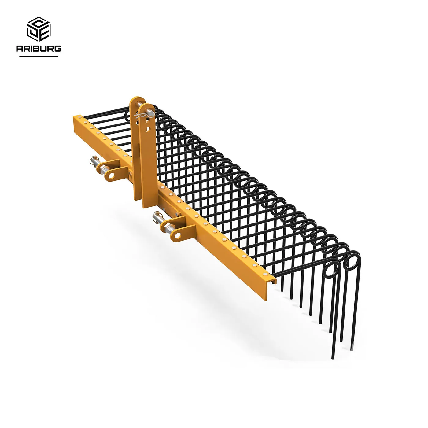 

60" Durable Powder Coated Steel Pine Straw Rake Steel Spring Landscape Rake Attaches to Cat 0 Cat 1,3 Point Hitch for Tractor