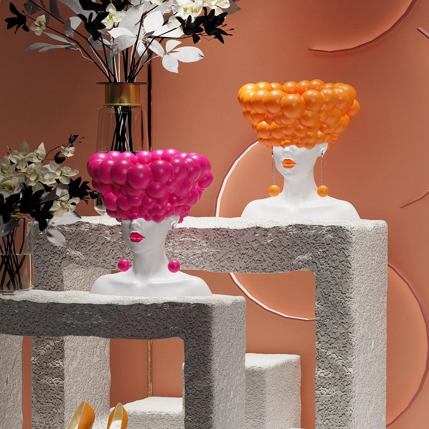 Art figure sculpture ornament Internet celebrity clothing store milk tea coffee shop soft decoration