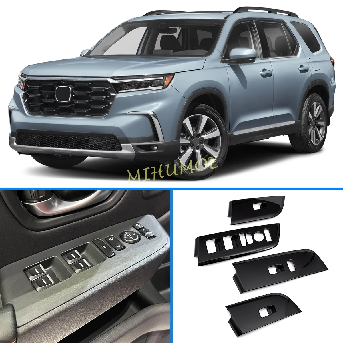 

Для Honda Pilot 2023 2024 2025 4 шт. новый ABS глянцевый черный оконный переключатель панель рамка крышка LHD украшения аксессуары