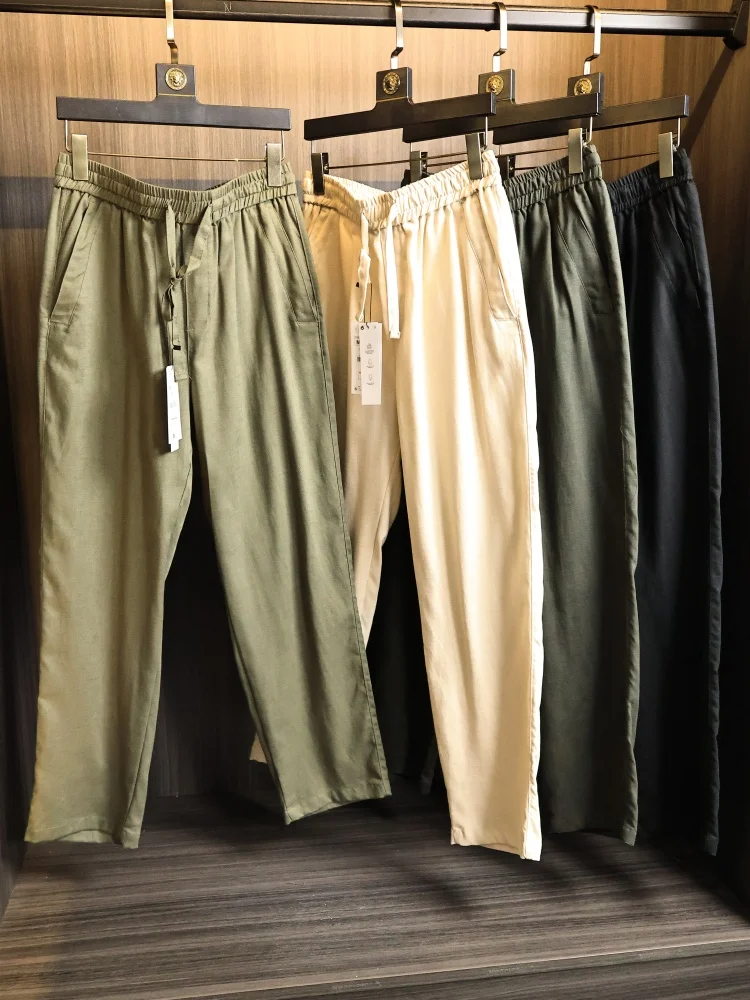 

Men's Straight Leg Casual Pants Linen Mix 20G Moisture ng Dry Spring Autumn Retro Versatile Comfortable Breathable
