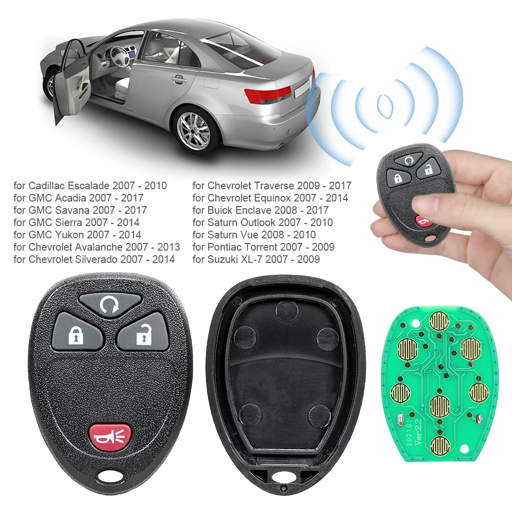 

4 кнопки бесключевого доступа, дистанционный автомобильный ключ, дистанционный ключ без ключа, автомобильный ключ 315 МГц для Buick Enclave для Chevrolet Silverado