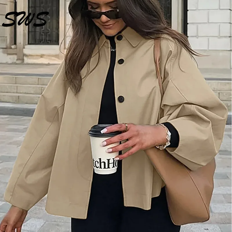 

French Casual Collar Fashionable Solid Color Women's Trench Coat, 2024 Autumn And Winter New Item, Niche Minimalist Top