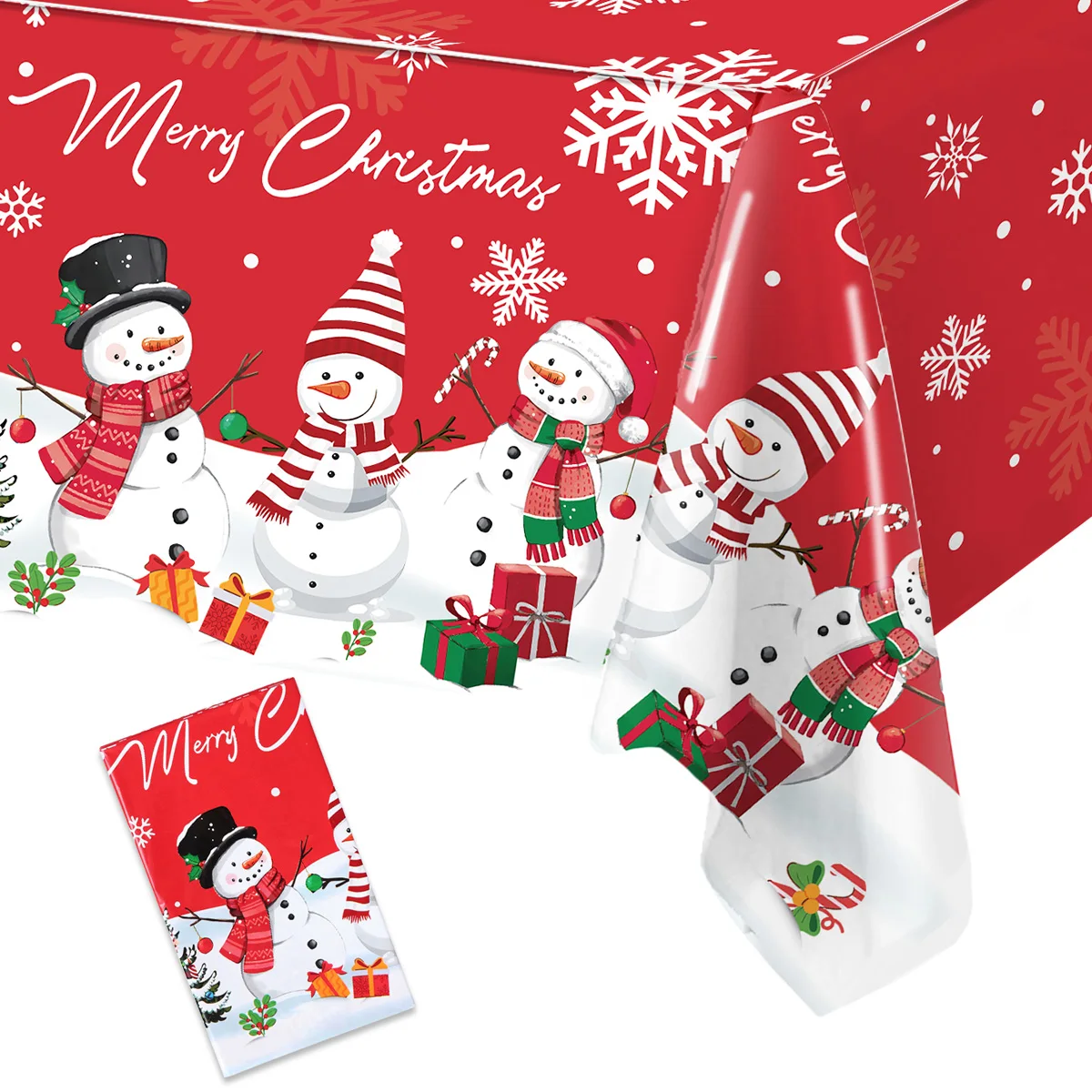 

Christmas Snowman Tablecloth Merry Christmas Decoration for Home 2025 Plastic Table Cover Xmas Ornaments Navidad Natal New Year