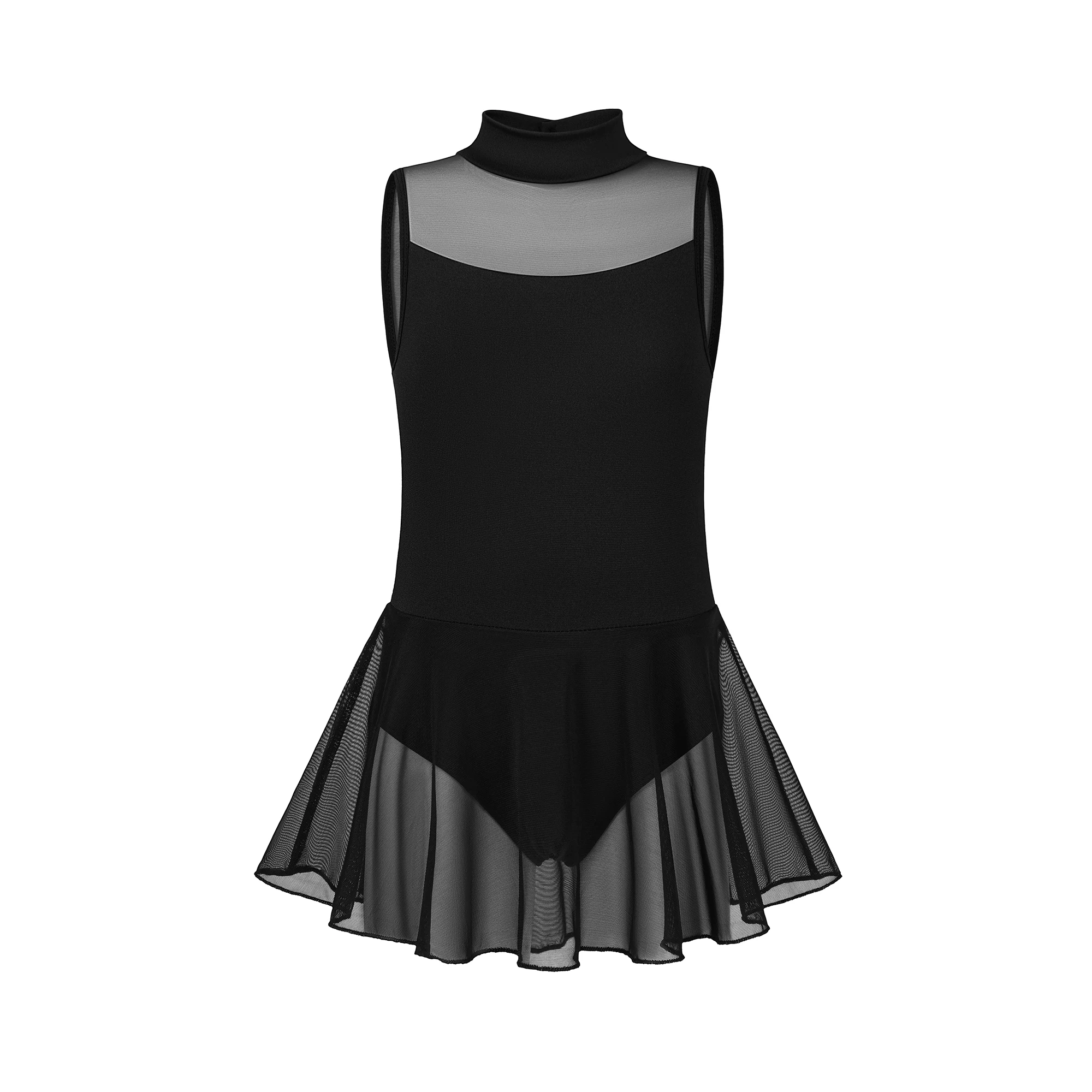 Girls Turtleneck Dance Leotard for Ballet  Mesh Neckline/Dress Full Front Lining Water-Drop Hollow Back