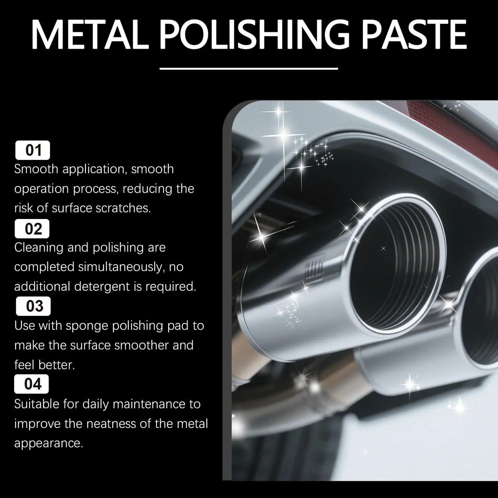 Metal PolishProtectant Scratch Remover Heavy Metal PolishFor Removes Oxidation Discoloration Brass Aluminum Pipes Exhausts view 4
