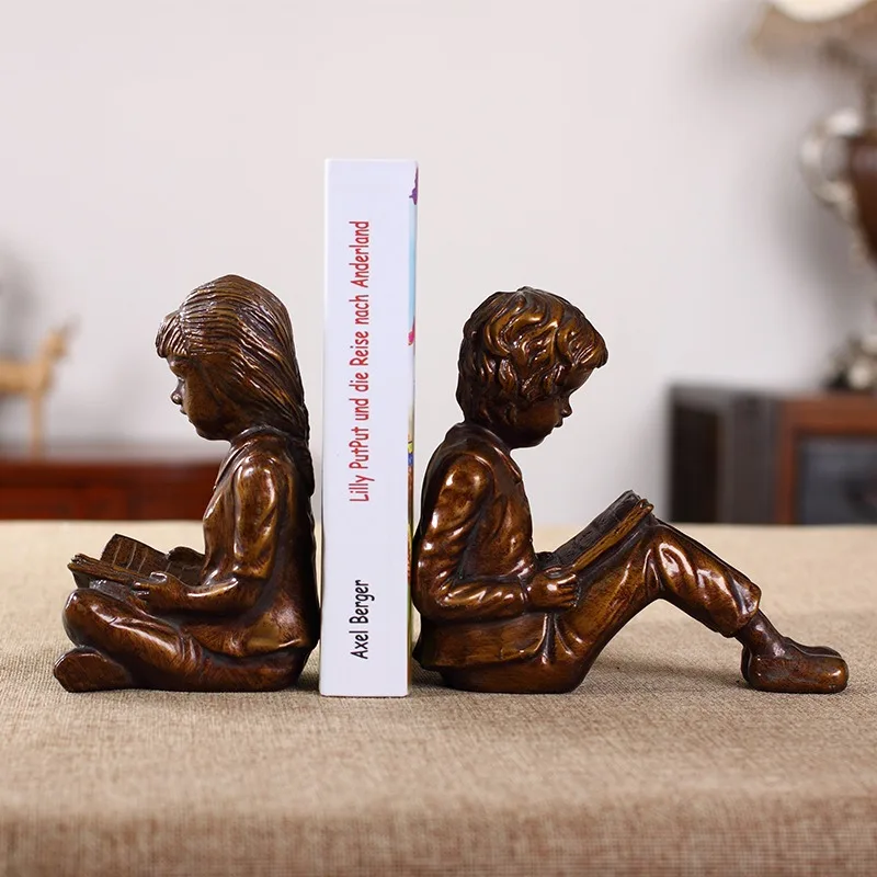 

Reading Child Bookends Home Decoration Accessories Office Study Room Display Antique Book Stand Resin Ornaments Desktop Decors