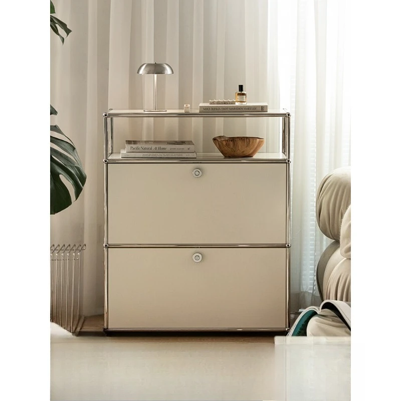 

Medieval module double-layer small side cabinet ins modern simple stainless steel storage storage chest