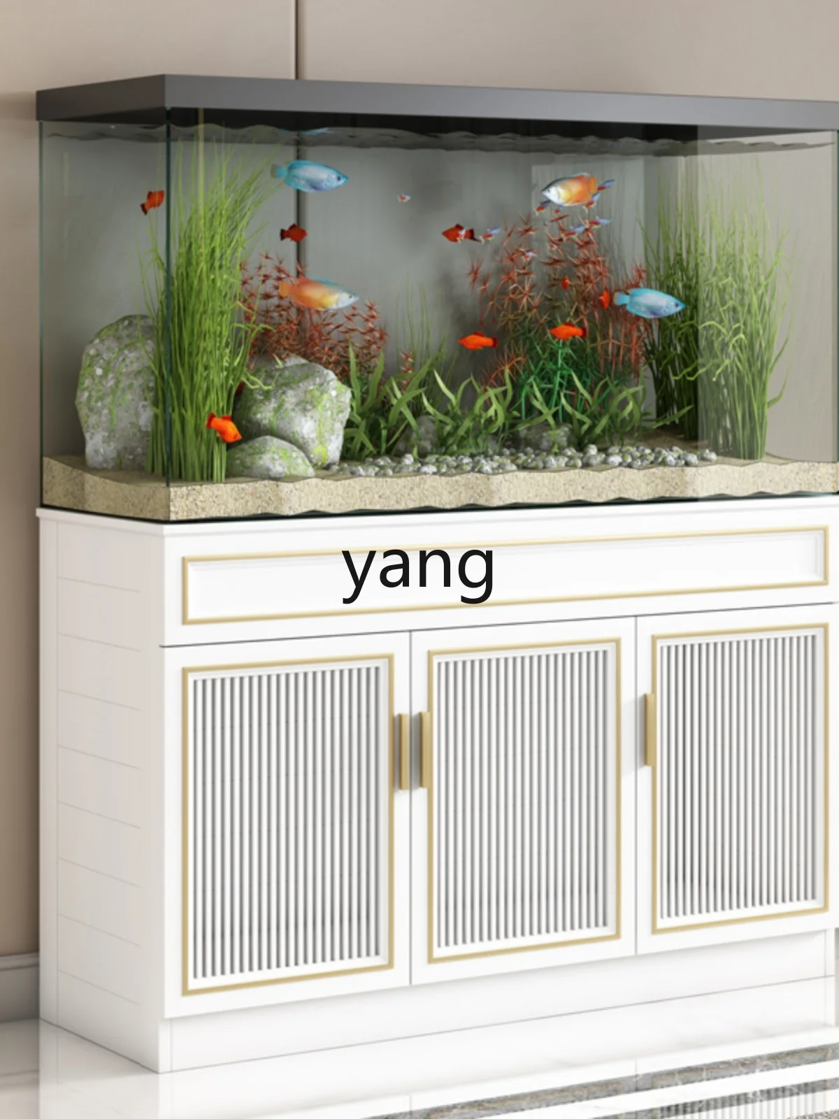 Yjq Aluminum Alloy Fish Tank Cabinet Sea Water Aquarium Aquatic Plants Aquarium Living Room Floor Cabinet Shelf Customization