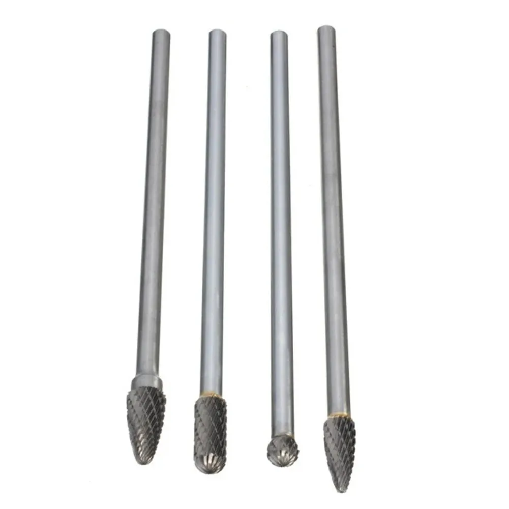 4 Rotary Burr Polishing Head Carbide 1/4 Inch W/ 6mm Shank 150mm Long Reach CNC Engraving Bit Polisher Accessories