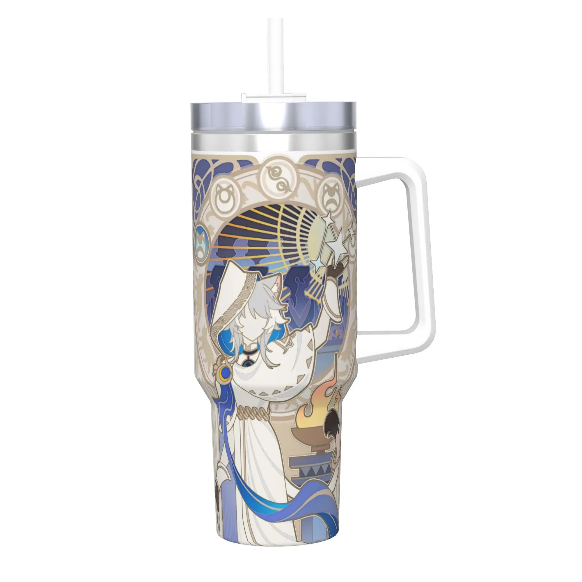 Honkai Star Rail Tumbler With Straw  Stainless Steel Travel Mugs Double Wall Vacuum Insulated for Cold Or Hot 40oz