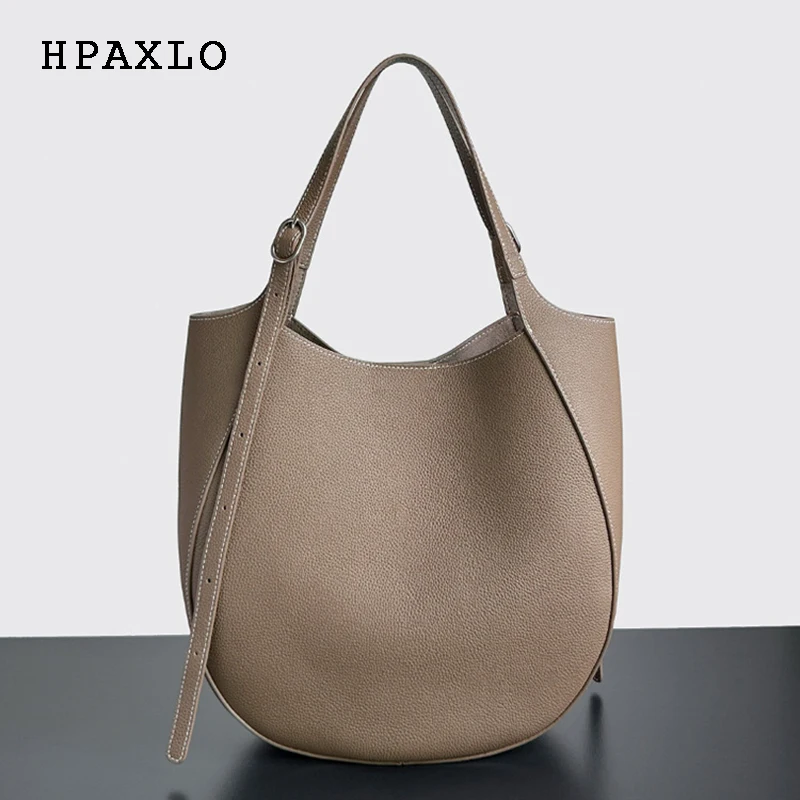 

Сумка-тоут из коровьей кожи первого слоя, новый дизайн, женская сумка большой вместимости, простая пригородная сумка через плечо для женщин