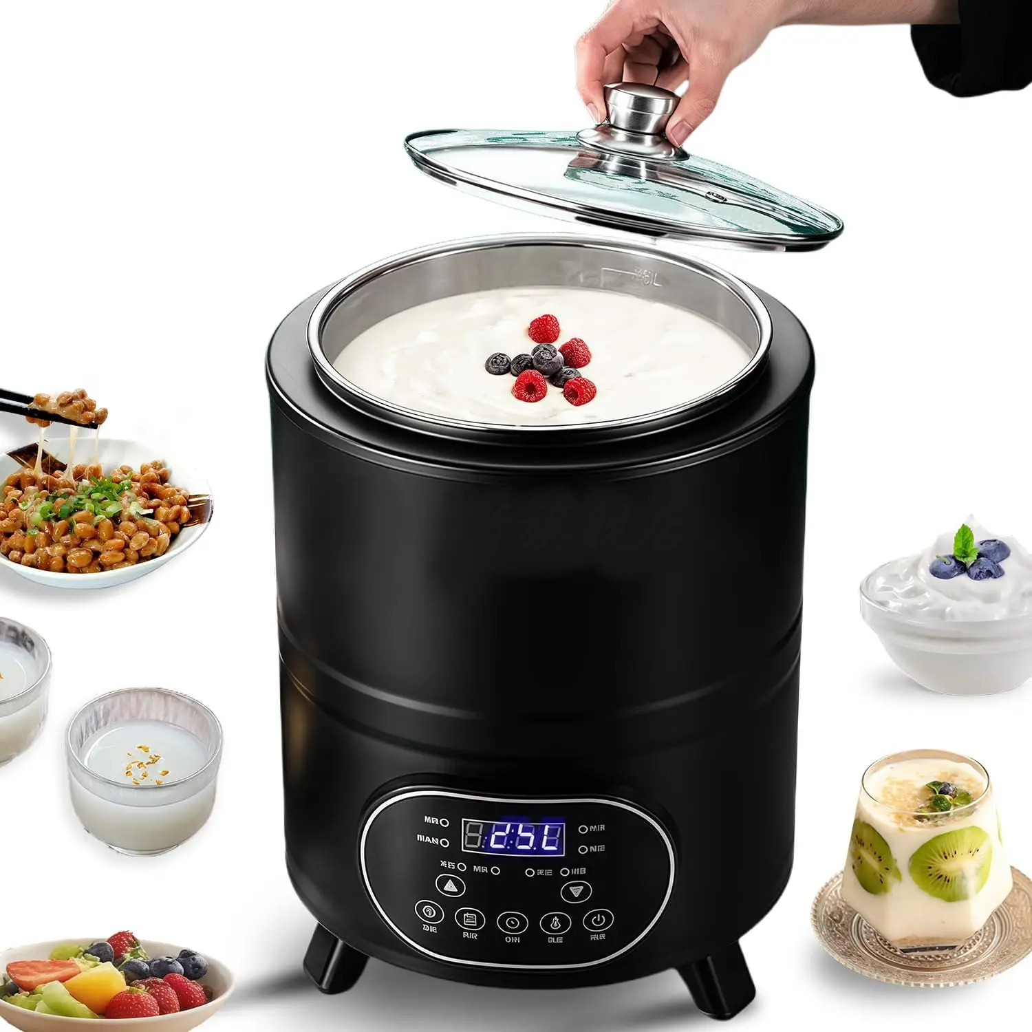 8L/12L Yogurt Maker with Digital Display Constant Temperature Control Adjustable Time Setting Stainless Steel Yogurt Makers
