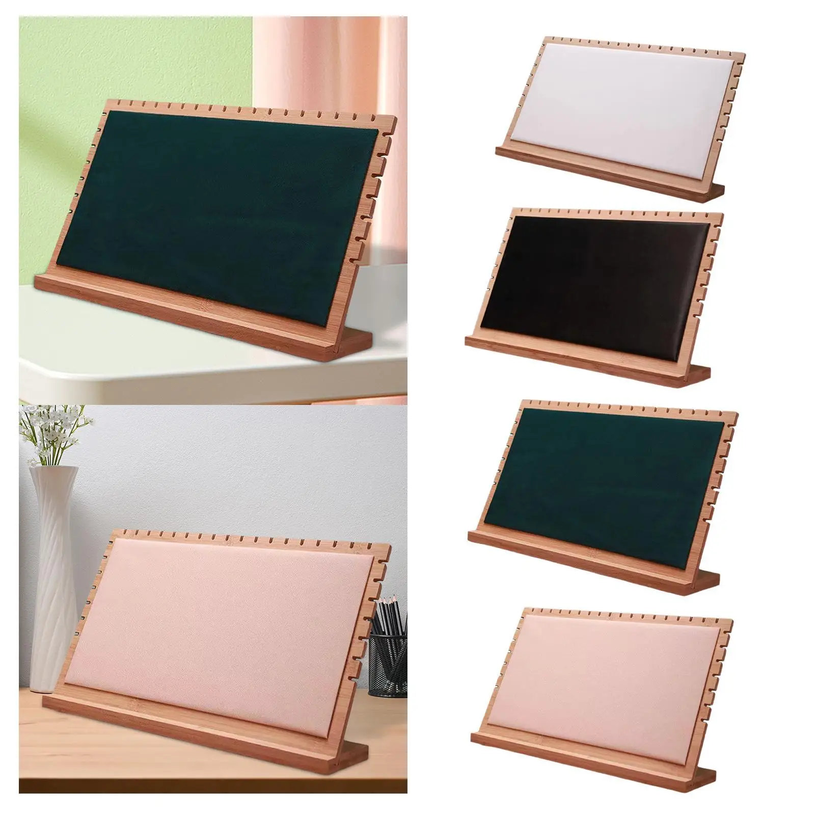 

Necklace Display Board Showing Rack Vertical Modern Mat Wood Jewelry Organizer