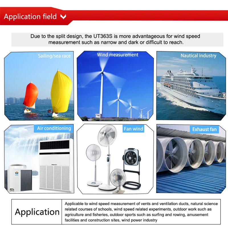 UNI-T UT363S Mini Anemometer Wind Speed Temperature Tester LCD Display Air Flow Speed MAX/AVG Measurement Wind Level 1~12