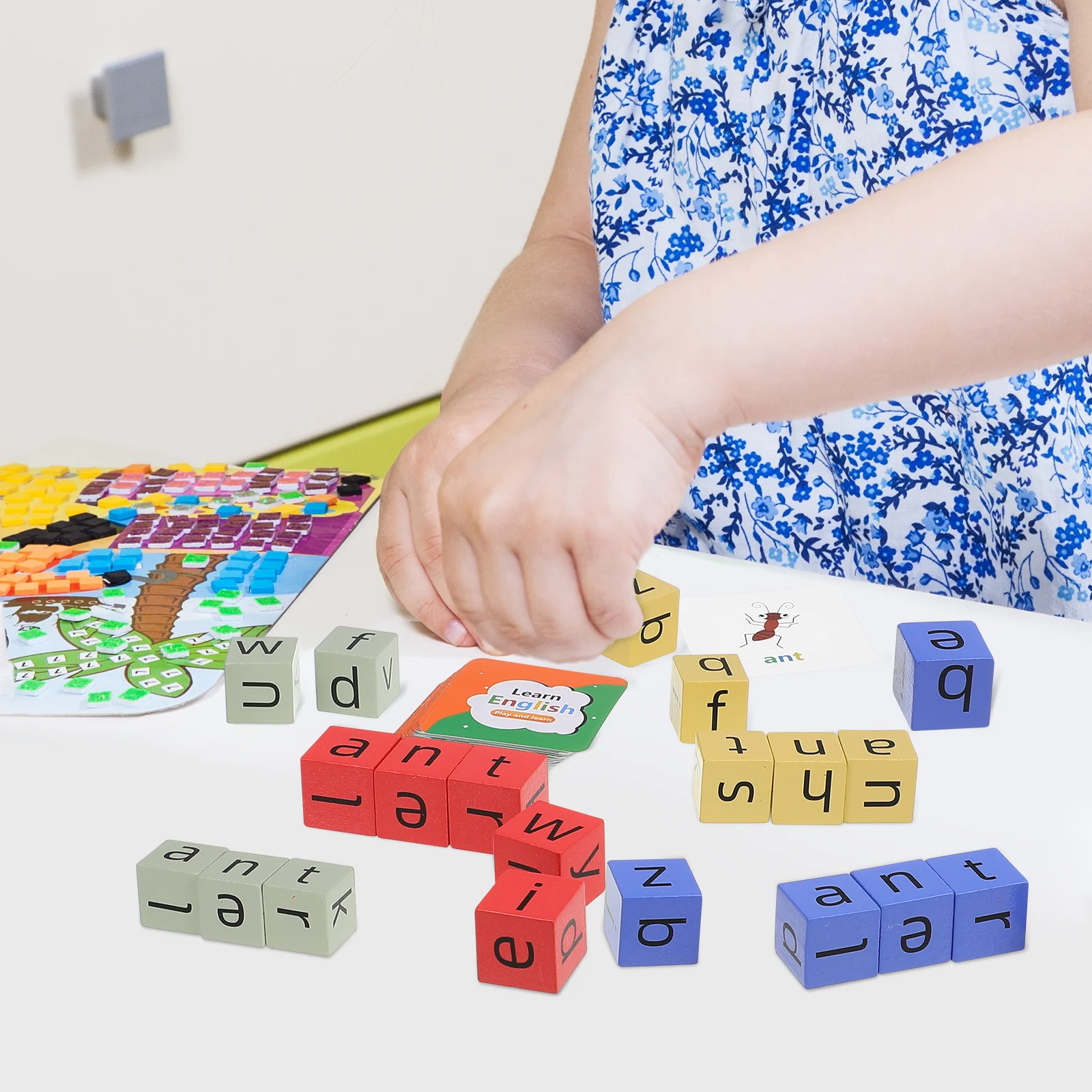 1Set Letter Matching Game Wooden Blocks Spelling Game for Kids Preschool Learning Alphabet Building Word Games for Kids