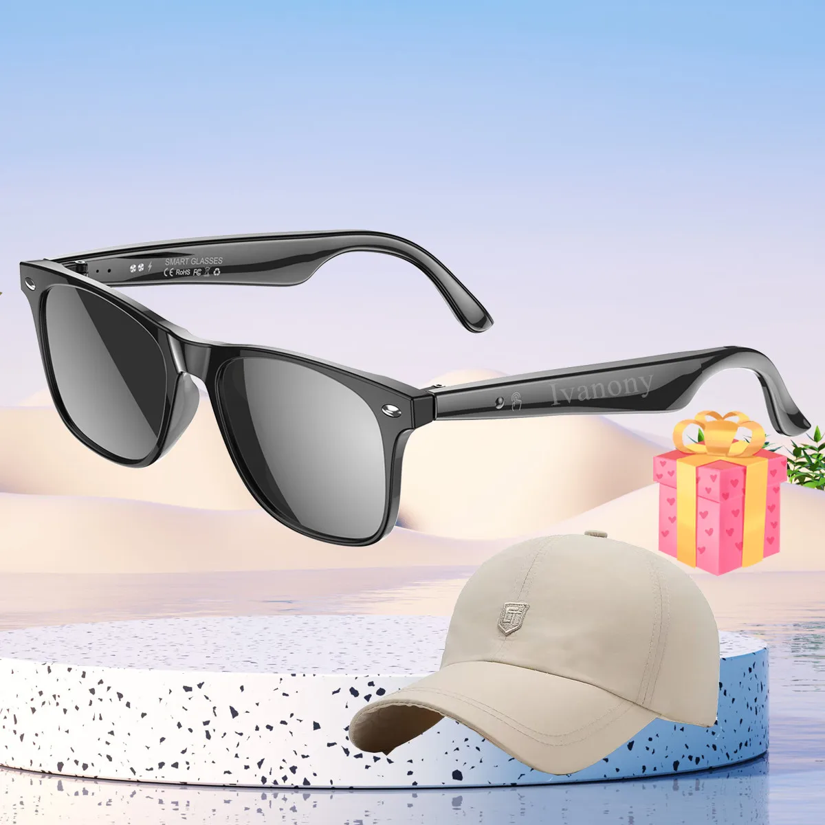 

AI Smart Translation Glasses Voice Assistant Bluetooth Call Music Control Remote Camera Anti Blue Lenses Translator Sunglasses