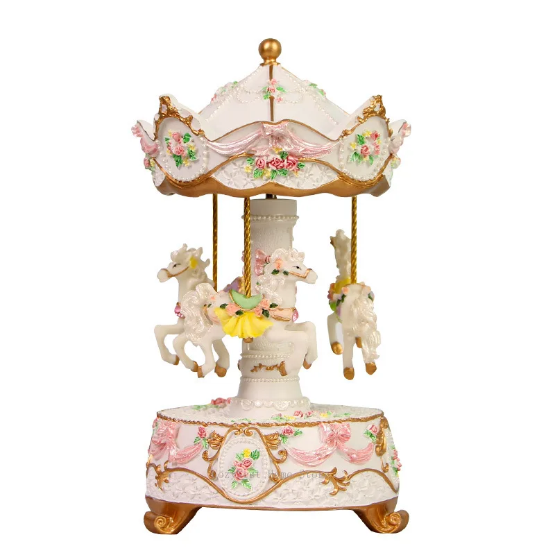 LED Light Carousel Music Box Merry Go Round Christmas Birthday Gift for Kids Home Decor