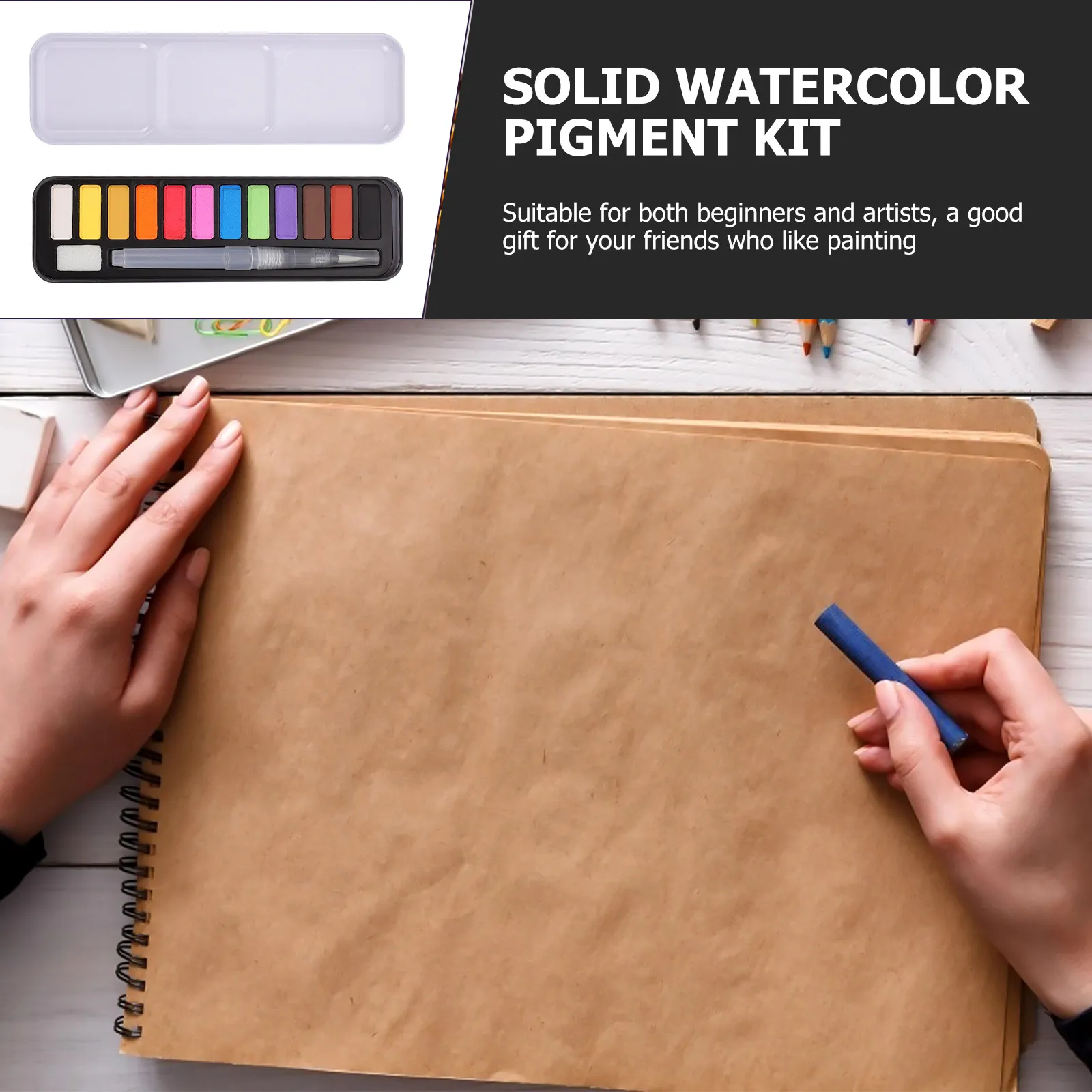

1Set Solid Watercolor Paint Kit Vibrant Pigments Fast Drying Blendable Colors Ideal for Artists Kids Painting Outdoor Sketch