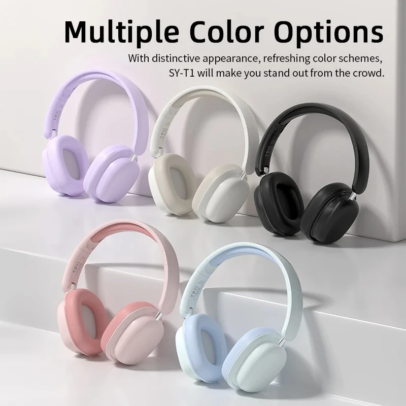 

Original SY-T1 Air Max Wireless Bluetooth Headphones Noise Cancelling Mic Pods Over Ear Sports Gaming Headset For Apple