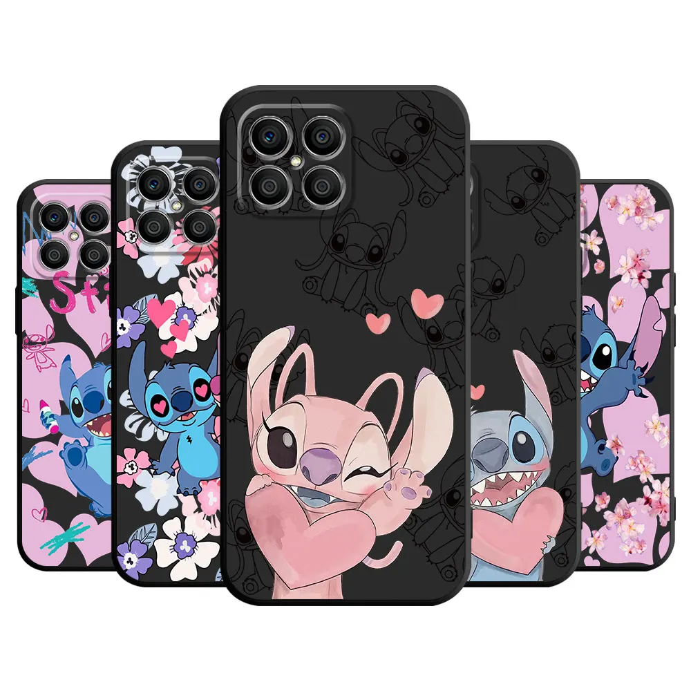 Case For Honor 90 Lite 8X 20 70 X8 X8A X9a X7 X6 50 Magi C5 Pro 4 Black Soft Phone Funda Cute Cartoon Lilo Stitch