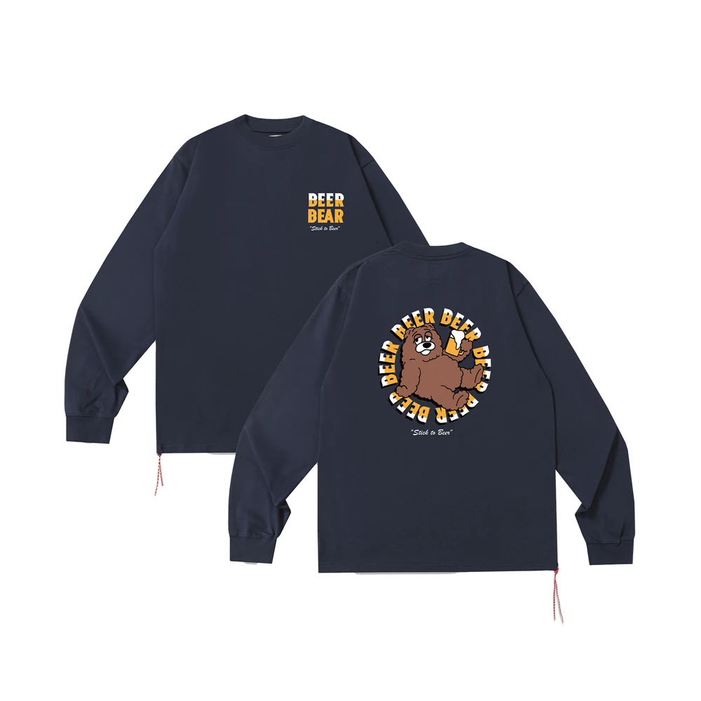 KUCLUT 1:1 Japanese Style Best Quality Printed Tee Streetwear Loose Long Sleeves Tops 100%Cotton Oversize T Shirt Men Woman