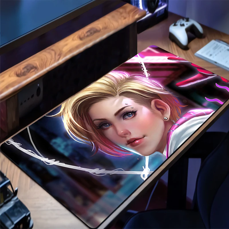 Tappetino per mouse M-marvel S-spider Woman Gwen Design Tappetino da scrivania antiscivolo Accessori da gioco Bordi cuciti per la casa e il gioco per i giocatori
