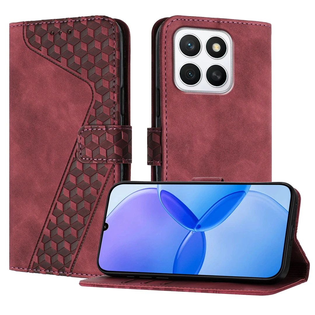 

Кожаные флип-чехлы в клетку в стиле аниме для HONOR X7B X8B X9B X9C X7C X6A X6B X5B X8C PLUS 4G, чехол для карты, минималистичный чехол