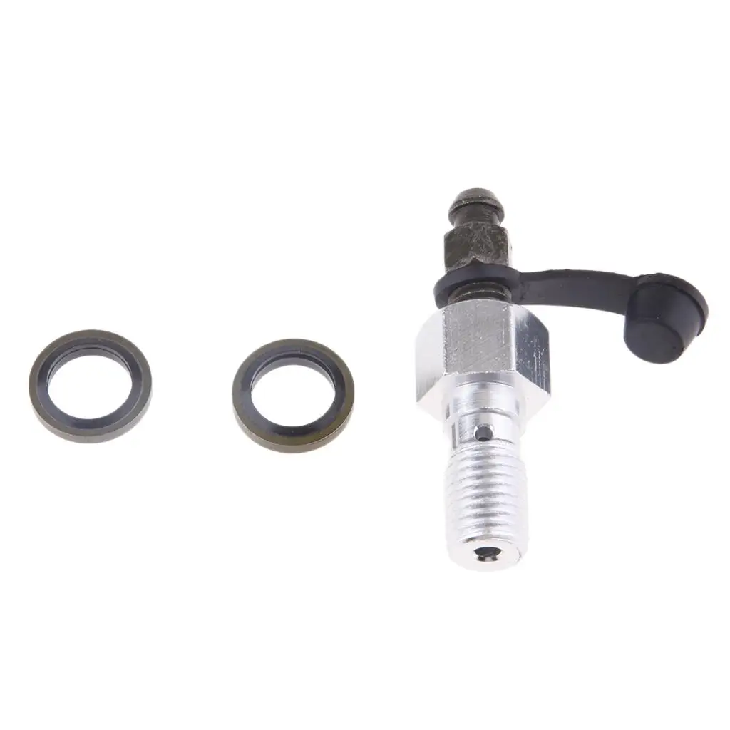 Banjo Bolt M10 X 1.25mm Aluminum Alloy Motorcycle Brake Bleeder Screw Replacement for Caliper Purge Universal Application
