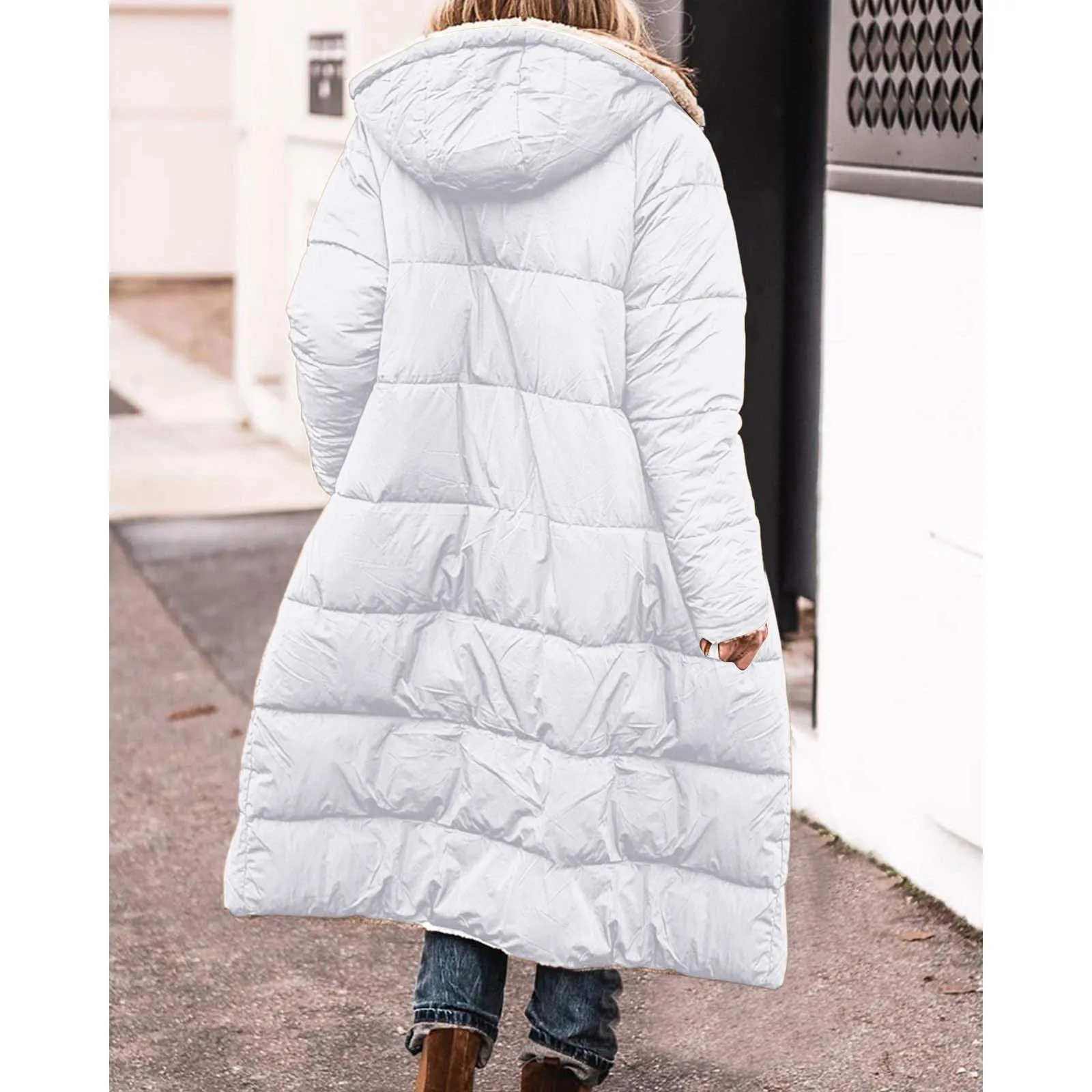 Women\'s Long Jacket Ladies Fashionable Warm Winter Coat Double Faced Long Sleeve Hooded Down Women Winter Jackets plus Size