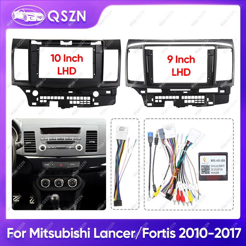 9/10 INCH Car Radio Frame For Mitsubishi 2010-2017 LANCER/FORTIS LHD Screens Navigation Harness Cable Dashboard Frame Canbus