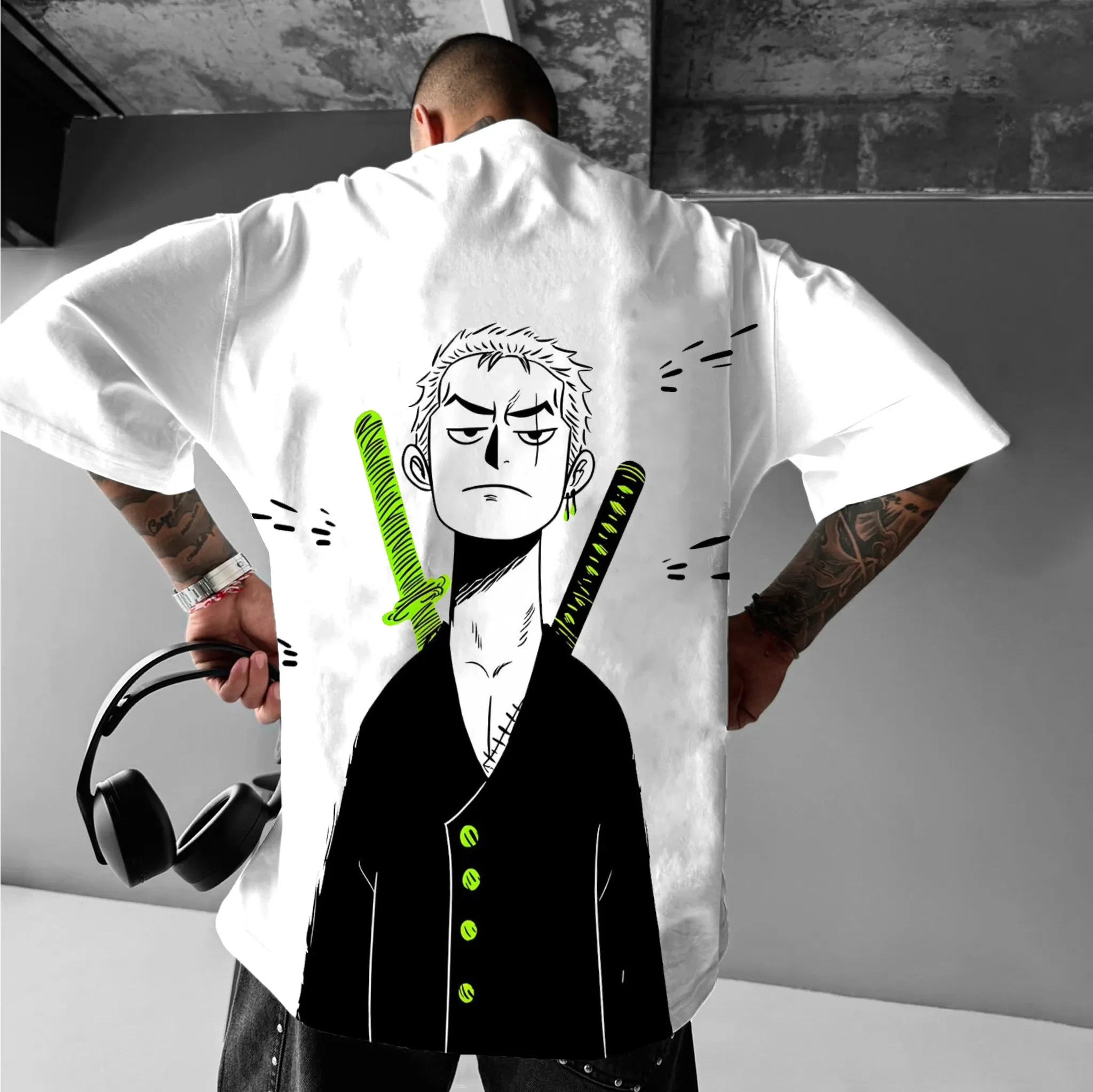 

ZORO ONE PIECE летняя футболка аниме Harajuku для мужчин и женщин винтажная уличная одежда большого размера с короткими рукавами свободный повседневный топ для фитнеса Y2k