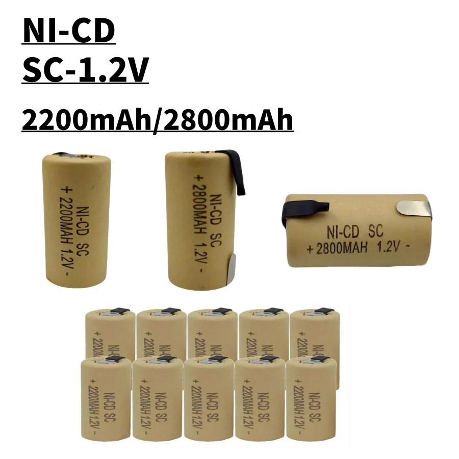 SC Batteries 2-20pcs Screwdriver Electric Drill 1.2V 2200mA H/2800mAh SubC Ni-Cd Rechargeable Battey