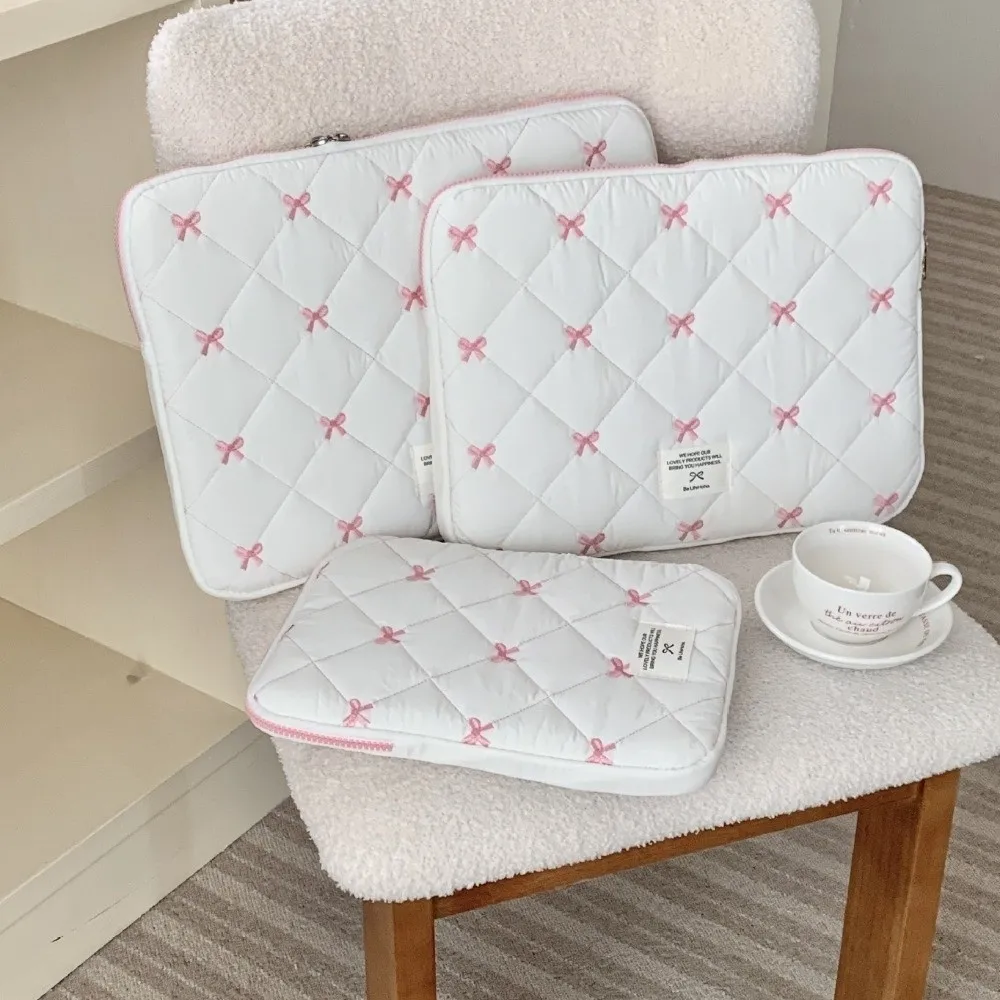 

Carring Case Cute Bow Laptop Sleeve Shockproof Soft Tablet Sleeve Case 13-14inch Laptop Bag Office