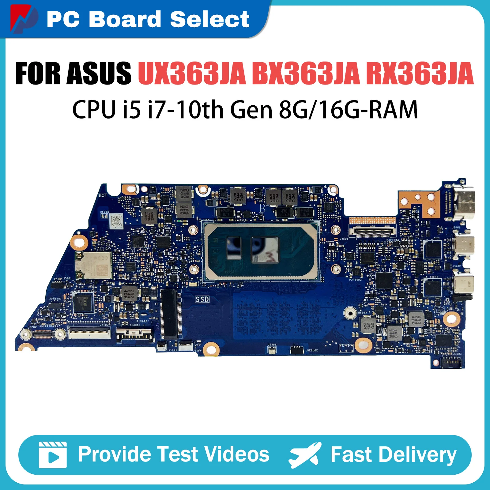 

SAMXINNO UX363JA Motherboard For Asus Zenbook Flip UX363J BX363JA RX363JA Laptop Motherboard with i5 i7 10th Gen CPU 8G/16GB RAM